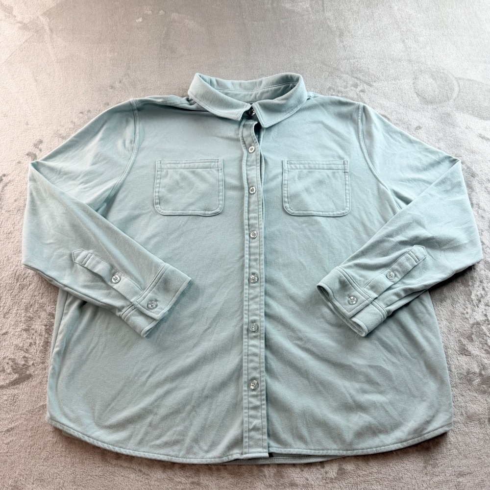 32 Degrees Heat Women's XL Light Blue Fleece Button Down Shirt Jacket Shacket